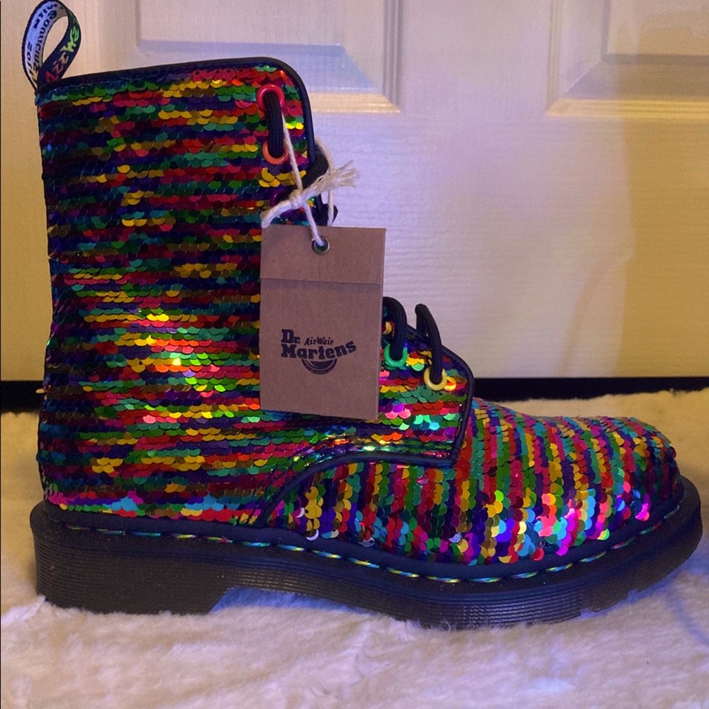 Sequin color changing doc marten boots